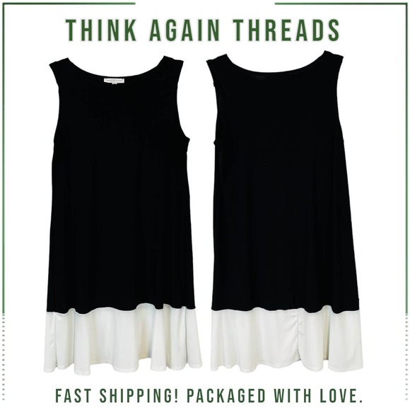 Annalee + Hope Sleeveless Two-Tone Mini Tank Dress Black White Size Medium - Picture 1 of 9